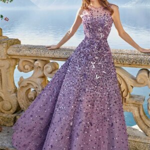 Glamorous Sequined Prom Dress 2024 Sparkling Sequined Evening Dresses Elegant Sleeveless Floor Length Gowns Vestidos De Novia