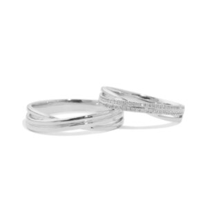 100% Pure 18K/14K/9K Gold & PT950 Parallel Worlds Design with Natural Diamonds, Couple Wedding/Engagement Rings for Him & Her