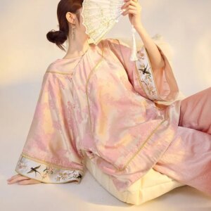 New Chinese style jacquard rayon shirt loose feel temperament