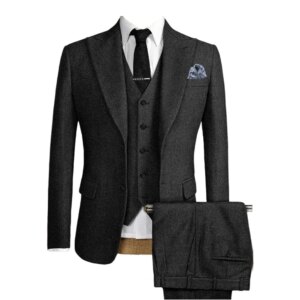 Wedding Groom Mens 3 Piece Suit Tweed Herringbone Tuxedo Tailor-Made Slim Fit Formal Occasions Wear Customized Jacket Vest Pants