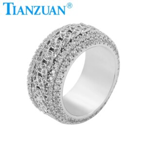 Trendy Hip Hop Rock Men Rings Simple Moissanite Cuban Chain Rings for Men Anniversary Gifts