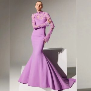 Customized Unisex Jersey Pleat Button Mermaid High Collar Long Dresses Prom Dresses Chinese Style Formal Casual Simple Retro Fas