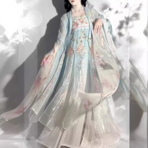 New Female Han Costume Women’s Machine Embroidery Large-Sleeved Shirt Chest Cheko Skirt Spring and Summer