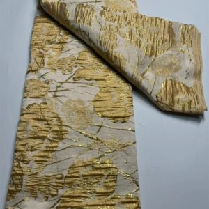 Gold African Brocade Jacquard Lace Fabric 2024 High Quality Nigerian Floral Damask Tissue Lace Fabrics For Wedding Party Dress