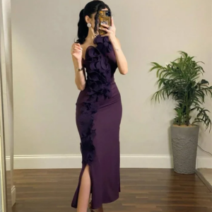 CustomizedsJersey Flower Cocktail Party Mermaid One-shoulder Bespoke Occasion  Ankle Length