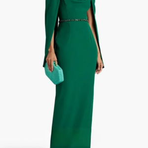 Arabic Vintage Cowl Neck Crepe Satin Simple Evening Dress Fashion Long Sleeves Green Wedding Party Gowns For Women2024customized