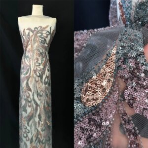 2025 High Quality Lace 5 Yards French Lace Fabric Nigerian Lace Fabrics African Sequins Beaded Lace Fabric For Wedding Party