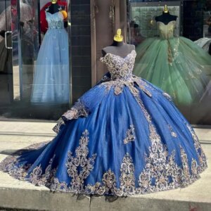 Customized Luxury Shiny Blue Quinceanera Dress Appliques Formal Princess Ball Gown Birhtday Prom Gown Vestido De 15 Quinceañeras