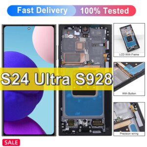 AMOLED LCD For Samsung S24 Ultra SM-S928B SM-S928B/DS S928U Display Touch Screen Digitizer Assembly Pass With Frame