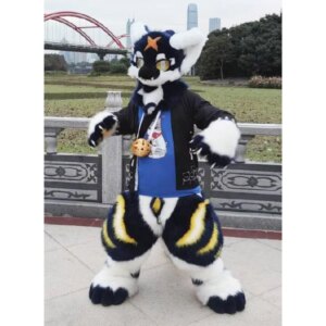 Long Fur Husky Dog Fox Mascot Costume Fursuit Halloween Suit Cosplay