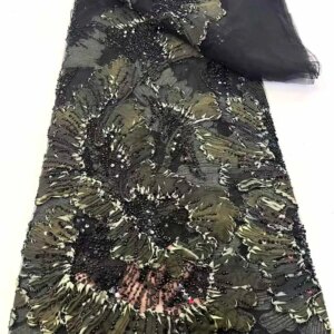 2025 New African French Nigerian High End Lace Fabric With Beads Sequins Mesh for Embroidery Wedding Party Bride Sewing Dress