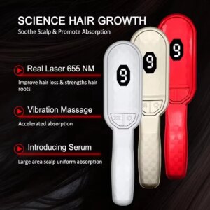 Portable 2 in 1 LED Red Light Laser hair comb Electric Vibration Massage Comb Red Light Therapy Hair Growth Massage  hair  comb