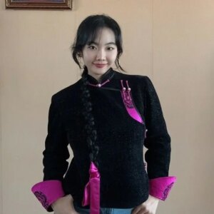 Ethnic Style Mongolian Shiny Short Coat Retro Chinese Outerwear Women’s Top