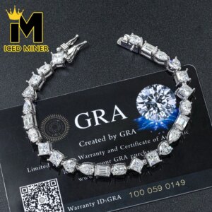 Alien D color Moissanite Tennis Chain Bracelets Iced Out For Men Women S925 Hip Hop Jewelry Pass Diamonds Tester With GRA Free S