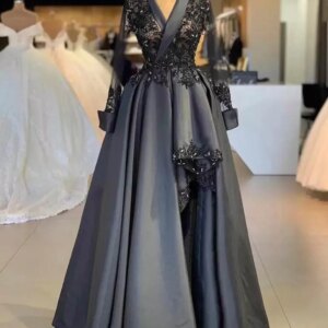 Black Mother of the Bride Dresses A-line Long Sleeves Formal Evening Wedding Party Guests Gown Plus Size 2024Custom Made Vestido