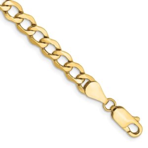 14K 8 inch 5.25mm SemiSolid Curb with Lobster Clasp Bracelet