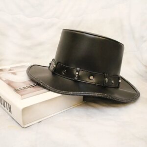 Goth leather hat Dome Steam personality trend