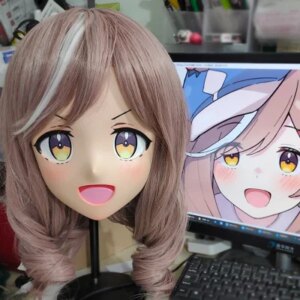 (GLA048)Customize Character Resin Half Head Japanese Animego Cosplay Crossdressing Doll Anime Kigurumi Mask With Eyes And Wig