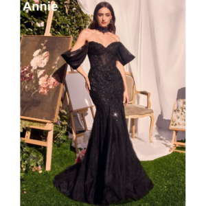Annie Black Wedding Dress Glittering Luxury Tulle Women Prom Dresses Mermaid Fairy Bespoke Occasion Dresses Vestidos De Fiesta