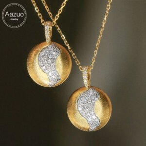 Aazuo Vintage Stype Jewelry 100% Real 18K Yellow Gold Real Diamonds 0.16ct Classic Round Necklace gifted for Women Party Au750