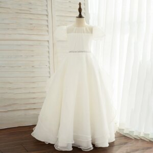 Customized Girls dress flower girl bridesmaid Tailor-made dress white children’s dress birthday princess dress below the knee