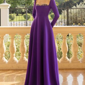 Epoch Crepe Evening Dresses فساتين مناسبة رسمية Elegant Long-Sleeve Dress with U-Neckline Cocktail Party Prom Gowns 2025