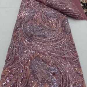 Floral Embroidery Bead Net Lace Colorful beaded Sequence Tulle Net Lace African Women Wedding Dress Material JY80HN-3