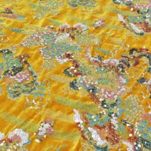 3D Three-Dimensional Flower Sequined Embroidered Wedding Dress Fabric Fashionable Retro New