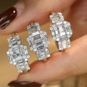 Aazuo 18K Gold White Gold Real Diamonds 0.52ct Luxury Engagement Ring Gifted For Woman Deluxe Banquet Jewelry Woman’s Fashion
