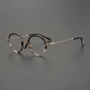Handmade Natural Buffalo Horn Round Eyeglasses Men Titanium Optical Fashion Eyewear Women Reading Personality Glasses Frame