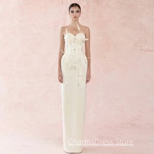 Sexy Prom Dress Customized Sleeveless Sweetheart Beading Feathers Straight Arabian Party Gown Wedding Evening Dresses