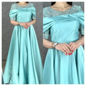 Little Daisy Customized Evening Dress Temperament Off the Shoulder Half Sleeves High Quality Chapel Train Celebrity Gowns