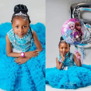 Blue High Neck Little Baby Girls Birthday Party Dresses Beading Ruffle Flower Girl Dresses Kids Pageant Dress for Photo Shoot