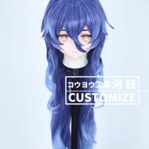C-412-53 Customize Full Head Resin Cartoon Cosplay Japanese Character Anime Role Play Crossdress Kigurumi Mask With Back Shell