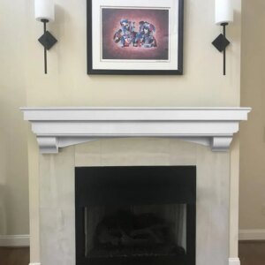 Mantel Shelf with Arched Corbels-White 60 Inch Wooden Rustic Wall Mounted Shelf from Pine Wood for Fireplaces