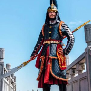 Chinese Ancient Armor Black Iron Suit Men Ming Dynasty Include Helmet Arm Body