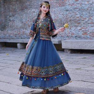 Exotic Style Skirt Miao’ S Clothing Ethnic Dress Dali Lijiang Yunnan Travel Wear Suit Women