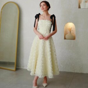 Customized Classic Jersey Flower A-line Spaghetti Strap Midi Dresses Homecoming  Pastrol Unisex Chinese Style Formal Casual