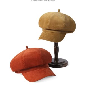 New newsboy hat Elegant fashion corduroy wear a