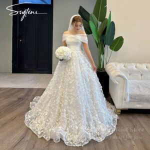 SSYTENS Elegant Off The Shoulder Dubai Wedding Dresses Formal Full Lace Appliques Bridal Gowns Princess Bride Dress Customized