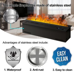 Smart atomization fireplace, 3D multi-color flame,remote control/APP control,built-in TV cabinet fireplace,water vapor fireplace
