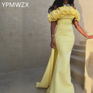 Customized Evening Dress Formal Party Occasion Women YPMWZX Off-the-shoulder Column Floor Length Skirts Stole Bespoke D