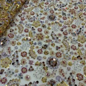Wholesale High Quality African French Beaded Lace Fabric 2025 Sewing Sequins Embroidery Nigeria Lace Fabric for Party Dresses