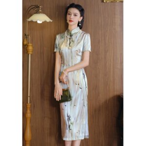 High Quality Real Silk Cheongsam Dress Improved Women’s Summer Retro 2024 High-Grade Young Chinese Style