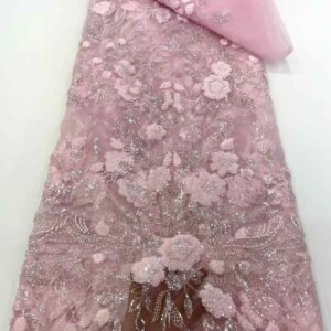 African Lace Fabric 2025 Sequins Beaded Embroidery Groom Nigerian Bridal High Quality French Tulle Lace Fabric For Wedding