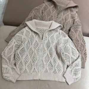 New Lapel Zipper Knitted Cardigan Women’s Loose Lazy Style Sweater Jacket Top
