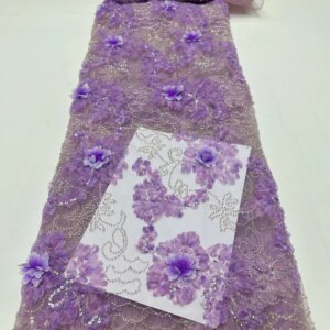 High-quality African Nigerian Elegant 3D Embroidered Fabric 2024 French Tulle Lace Fabric With Sequin For Party Wedding