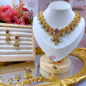 Dubai New Gold Plated Jewelry Necklace Earrings Ring Bracelet for Women’s Wedding Party Jewelry Set  DD10421