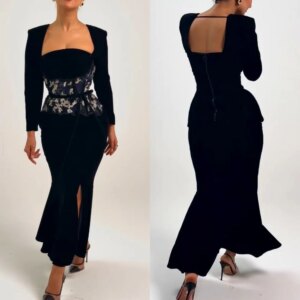 Customized Evening Sexy Casual Jersey Draped Sequined Pleat Clubbing Mermaid Square Collar Bespoke Occasion Gown Midi Dresses