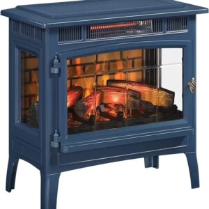 Duraflame-Electric Infrared Quartz Fireplace, 3D Flame Effect, Navy Blue